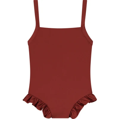 Afbeelding van Supercute badpak bruin/rood met bandjes maat 110