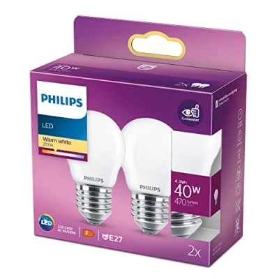 Afbeelding van Philips Kaarslamp en kogellamp Globe LED 4,3 W Warm wit