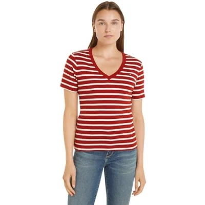 Afbeelding van Tommy Hilfiger SLIM CODY Tshirt basic, Dames, Maat: XL, Breton/dark magma/ecru