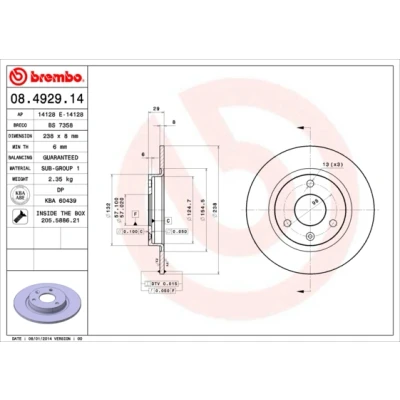 Afbeelding van Brembo Remschijf 08.4929.14