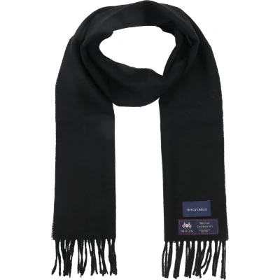 Afbeelding van Suitable Sjaal Ruit Merino Wol Zwart Heren Herenkleding