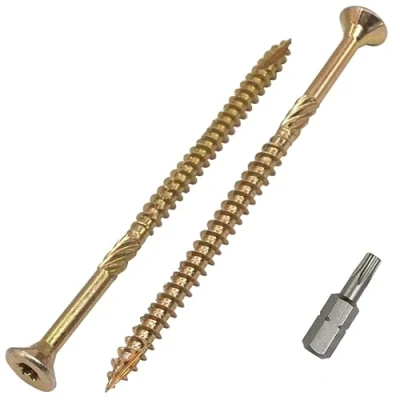 Afbeelding van SKIR&#039;CO (Pack van 40 stuks) Universeel verzinkt staal 5,0 x 100 mm gele houtschroeven, verzonken kop, torx type 17, spaanplaatschroeven (40, mm)