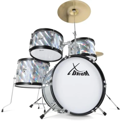 Afbeelding van XDrum Junior Pro Laser Silver Drumset Kinderdrumstel (Zilver)