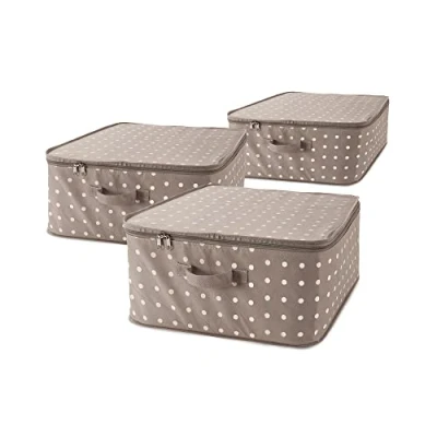 Afbeelding van COMPACTOR Opbergzakken voor kleding, ritssluiting, anti stof, bruin, 46 x 20,5 cm, RAN8108, 3 stuks