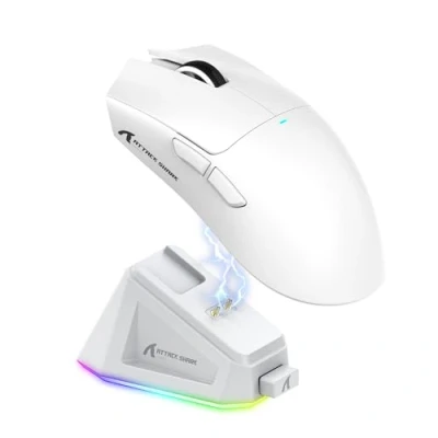 Afbeelding van ATTACK SHARK X11 gaming Mouse met magnetisch oplaaddock, PixArt PAW3311 Sensor, BT/2.4G Wireless/bekabelde muis, 22000 DPI, Office Mice Gamer voor Win11/Xbox/PS/Mac (wit)