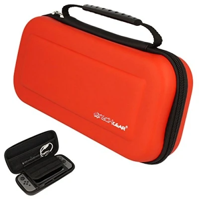 Afbeelding van TECHGEAR Case Compatible with Nintendo Switch OLED, Hard Protective Carry Travel &amp; Storage Cover made for Switch, Game Cards, Accessories Red