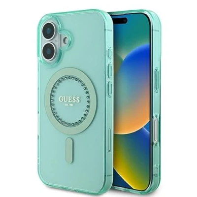 Afbeelding van CG Mobile Guess GUHMP16SPFTDTEN hoes voor iPhone 16 6,1&quot; groen hardcase IML Rhinestones