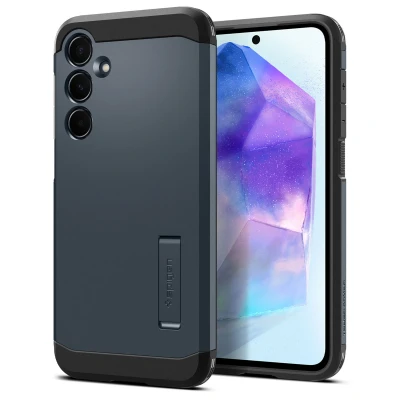 Afbeelding van Samsung Galaxy A55 Hoesje Kunststof Spigen Hardcase/Backcover Grijs Telefoonhoesje Shockproof/Valbescherming