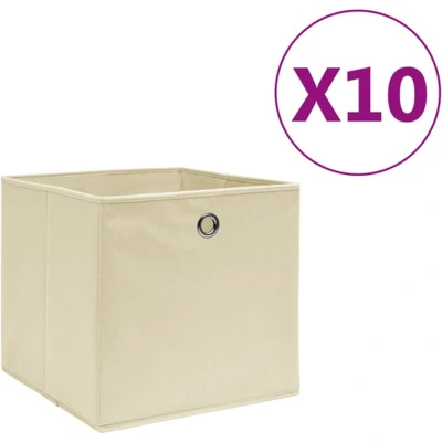 Afbeelding van Opbergboxen 10 st 28x28x28 cm nonwoven stof crèmekleurig