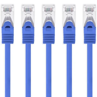 Afbeelding van 1aTTack.de 2m blauw 5 stuks CAT.7 netwerkkabel Sftp (raw cable) patchkabel (SET) 10000Mbit/s 500 MHz geassembleerd met 2 RJ45 pluggen Cat6a