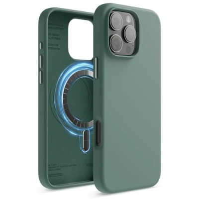 Afbeelding van elago Magnetische Silicone Hoesje Compatibel met iPhone 16 Pro Max alle MagSafe accessoires Ingebouwde Magneten, Siliconen Zachte Grip, Schokbestendig (Middernachtgroen)