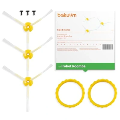 Afbeelding van BAKUUM Zijborstels x 3 schroeven voor iRobot Roomba Series 500 600 700 borstels met extreem duurzame borstels.