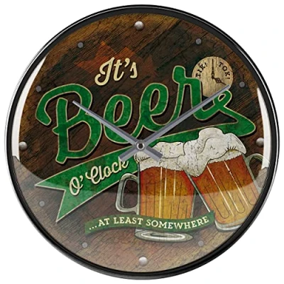 Afbeelding van Nostalgic Art Retro wandklok, Beer O&#039; Clock Glasses Geschenkidee voor bierliefhebbers, Grote keukenklok, Deco vintage design, Ø 31 cm