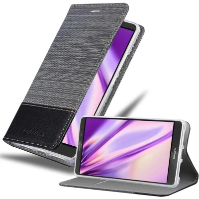 Afbeelding van Cadorabo Hoesje geschikt voor Huawei MATE 8 in GRIJS ZWART Beschermhoes met magnetische sluiting, standfunctie en kaartvakje Book Case Cover Etui