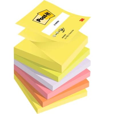 Afbeelding van Memoblok 3M Post it Z Note R330 76x76mm ass kleur 6 stuks