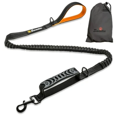 Afbeelding van Sweetie Bungee Dog Lead Shock Absorber Sterke riem 4FT tot 5.6FT lang met zacht gevoerd handvat en verkeershandvat reflecterende anti pull kabels voor wandelen kleine, middelgrote grote honden