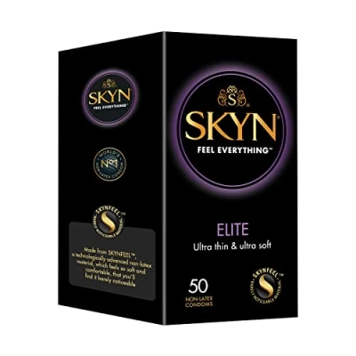 Afbeelding van SKYN® Elite condooms zonder latex 5 x 10 Pack met 50 gratis schoonmaakdoekjes