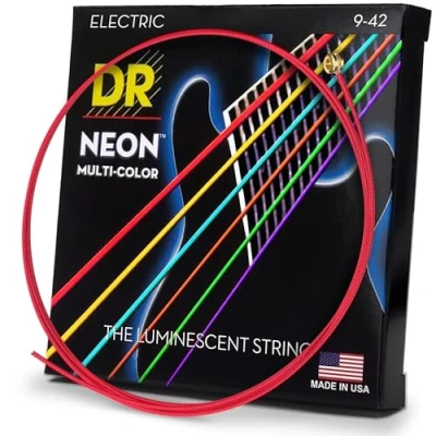 Afbeelding van DR Strings NMCE 9 Hi Def Neon multi color 42 set snaren voor elektrische gitaar