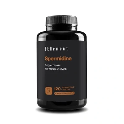Afbeelding van Spermidine 6 mg per Capsule met Vitamine B1 en Zink Hoge Dosis 120 Vegan Capsules Anti Aging, Gezond Verouderen 100% Natuurlijk Tarwekiemextract Zonder Toevoegingen, Niet GMO