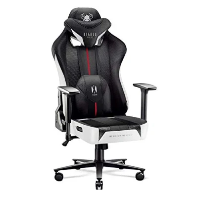 Afbeelding van Diablo X Player 2.0 Gaming Stoel Gamestoel Bureaustoel 3D Armleuningen Stof Ergonomisch ontwerp Nek/lendekussen Kantelfunctie Wit Zwart King (XL)