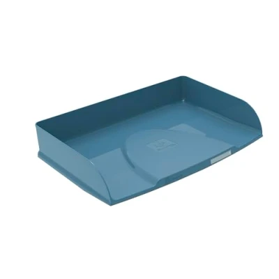 Afbeelding van Exacompta 10570D 1 horizontale brievenbak Combo Styli Autentik voor liggend formaat documenten incl. etikethouder stapelbaar afmetingen 25,5x36,5x6,5 cm blauw grijs