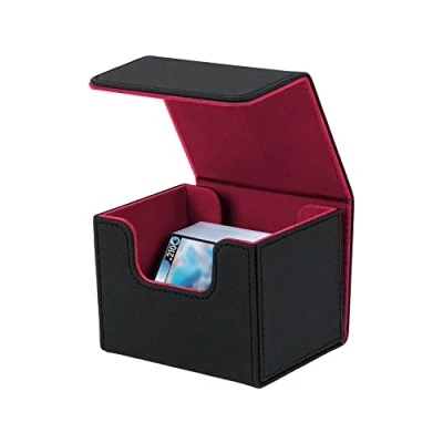 Afbeelding van Mcbazel Deck Box voor MTG kaarten, Card Past 100+ Single Sleeves Houder TCG PU Lederen Opbergkoffer, Zwart &amp; Rood