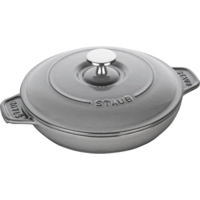 Afbeelding van STAUB Ronde ovenschaal met deksel, geschikt voor inductie, gietijzer, grafietgrijs, 26 x 20,39 8,6 cm, 1 stuks