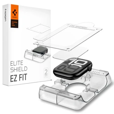 Afbeelding van Spigen Eliteshield EZ Fit Screenprotector compatibel met Apple Watch Series 10 42mm, 2 stuks, Installatiekit inbegrepen, Krasbestendig, Kristalhelder