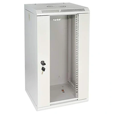 Afbeelding van HMF 63312 07 serverkast, 10 inch, 12 U, netwerkkast, wandkast, 31,2 x 30 61,6 cm, volledig gemonteerd, lichtgrijs
