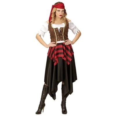 Afbeelding van Widmann Piraat &amp; Viking Kostuum Hijs De Vlag Pirate Vrouw Rood Small Carnavalskleding Verkleedkleding