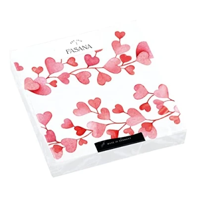 Afbeelding van 20 servetten verbonden rode harten tafeldecoratie decoupage servettechniek 33 x cm
