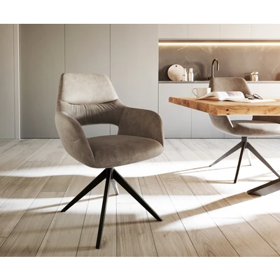 Afbeelding van Draaistoel Yago Flex met armleuning kruisframe breed zwart taupe vintage 360