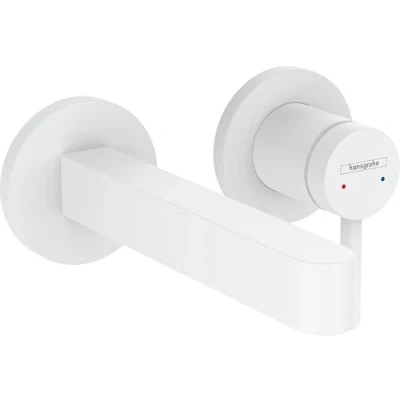 Afbeelding van Hansgrohe finoris tweegats wastafelmengkraan inbouw 165mm plug mat wit 76051700
