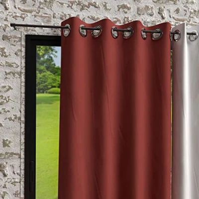 Afbeelding van Zon d&#039;Ocre, Rideau l Oogjes in Microvezel Muur © en 135x250 cm Boheme Steen