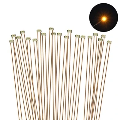 Afbeelding van Evemodel C0402Y 20pcs Pre soldeer micro 0.1mm Koper Bedraad GEEL SMD Led 0402