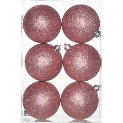 Afbeelding van Cosy &amp; Trendy Kerstballen 6 stuks roze glitter 8 cm