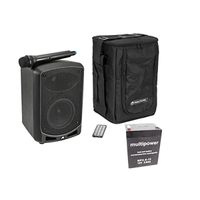 Afbeelding van OMNITRONIC Draagbare 6.5&quot; PA systeem met draadloze microfoon WAMS 65BT + Extra accu Draagtas Set