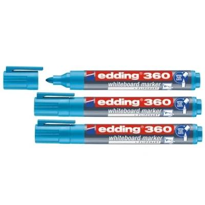 Afbeelding van Edding Set van 3 whiteboard markers 360 lichtblauw 1,5 mm