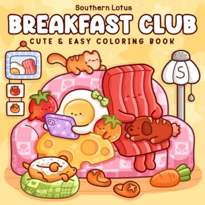 Afbeelding van Breakfast Club: Coloring Book for Adults and Teens Featuring Cozy Food Drinks in Funny Moments Comfy Times Relaxation