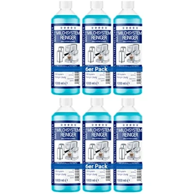 Afbeelding van 6 x 1000 ml melksysteemreiniger (34 toepassingen) voor volautomatische melkschuimer melkschuimreiniger universele reiniger vloeibaar alle merken