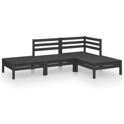 Afbeelding van vidaXL 4 delige Loungeset massief grenenhout zwart