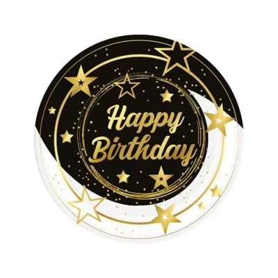 Afbeelding van Fiestas Guirca Sterren borden Happy Birthday 23 cm 6 stuks