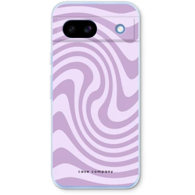 Afbeelding van Case Company® hoesje geschikt voor Google Pixel 8a Swirl Paars Soft Cover Telefoonhoesje Bescherming aan alle Kanten en Schermrand