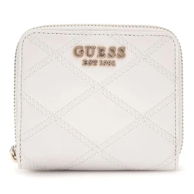 Afbeelding van GUESS Portemonnee Tamsin Small Zip Around Wallet Cream White Wit