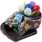Afbeelding van Souvenir Magneet Klomp Met Tulpen Holland Zwart 5 Cm Een Stuk