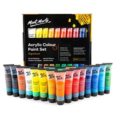 Afbeelding van Mont Marte Acrylverfset Premium 18 stuks, 36 ml Buizen Ideaal voor Acrylverf Briljante lichtechte kleuren met grote dekking Perfect geschikt Beginners, Professionals en Kunstenaars