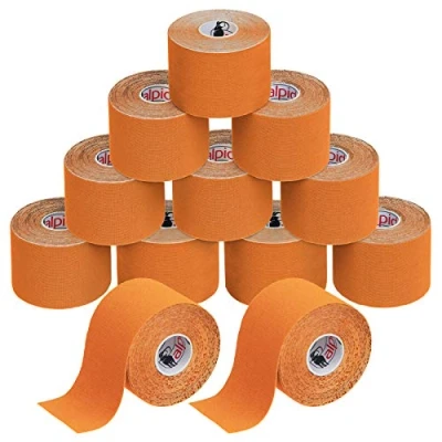 Afbeelding van ALPIDEX Kinesiologie Tape 1/3/ 6/12 rollen Veel kleuren 5 m x cm Toepassingsfolder Elastisch Waterdicht Huidvriendelijk Fysio Spier Set, Kleur:Oranje, Aantal stuks:12