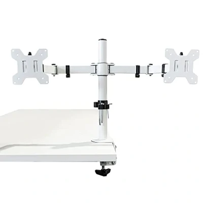 Afbeelding van Monitor Arm Universeel 2 schermen Wit VESA 75x75 100x100 Kantelbaar en zwenkbaar Monitoren aan bureau of tafel