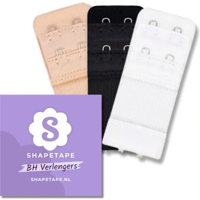 Afbeelding van BH verlengstuk 2 haaks 3Pack zwart, wit, beige accessoires Beha verlenger Bra Extender