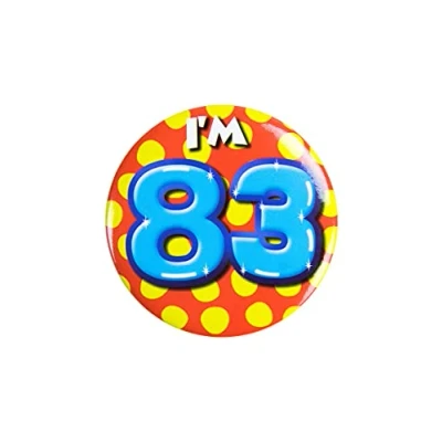 Afbeelding van Paper Dreams Button I&#039;m 83 Staal 5,5 Cm Rood/geel/blauw